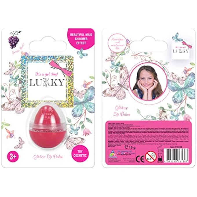 LUKKY GLITTER LIP BALM WITH RED AURORA EGG-SHAPED SHIMMER LIP CARE WITH STRAWBERRY FLAVOR, 10G, MOISTURIZING SMOOTH FINISH, SPARKLING SHINE MAKEUP FOR KIDS, FUN GIFT IDEA FOR GIRLS - Image 1